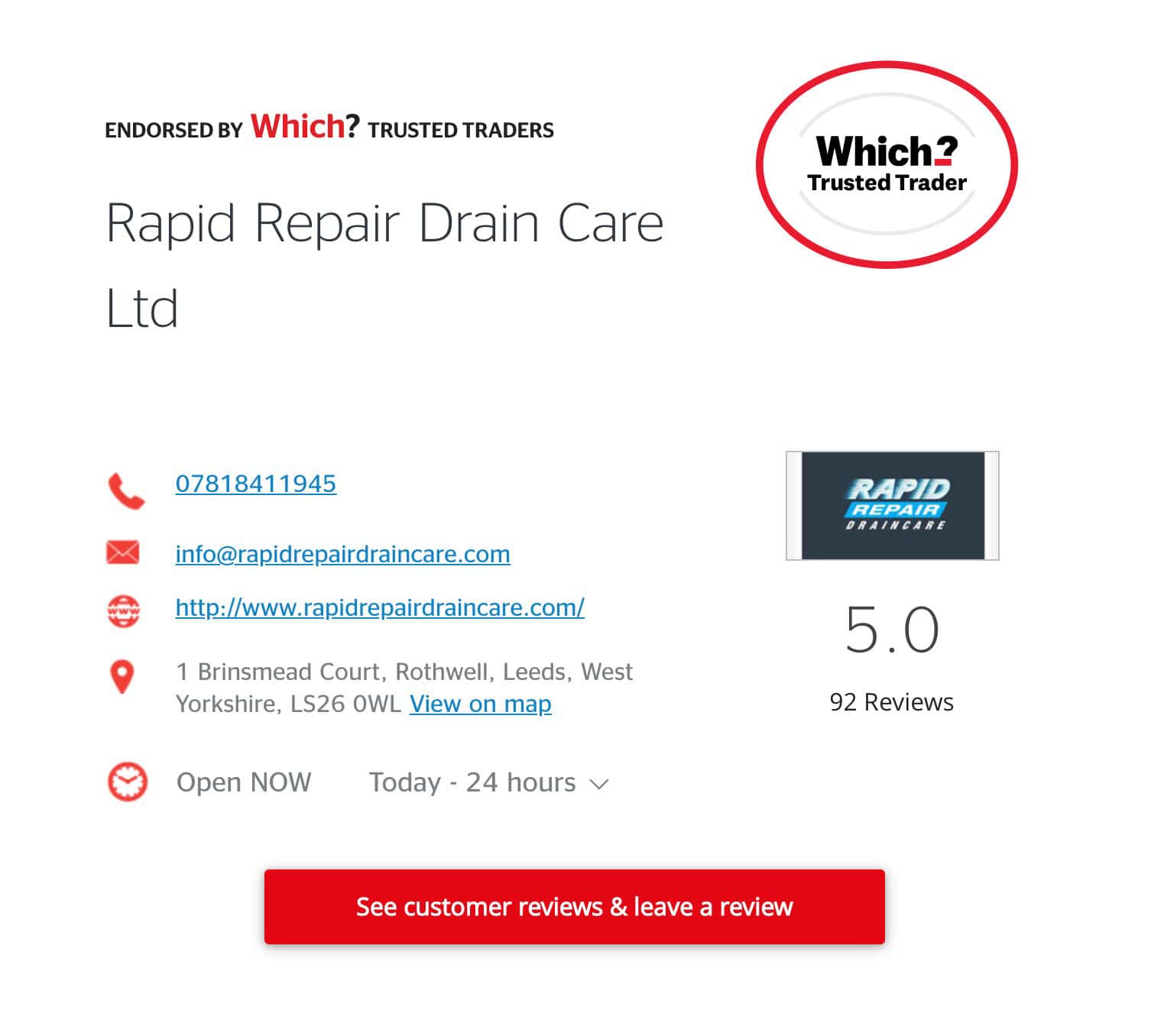 rapid repair drain care which? trusted trader